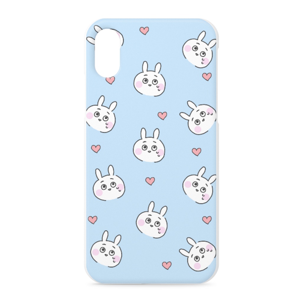 ミニまゆげうさぎ iPhoneケース ライトブルー